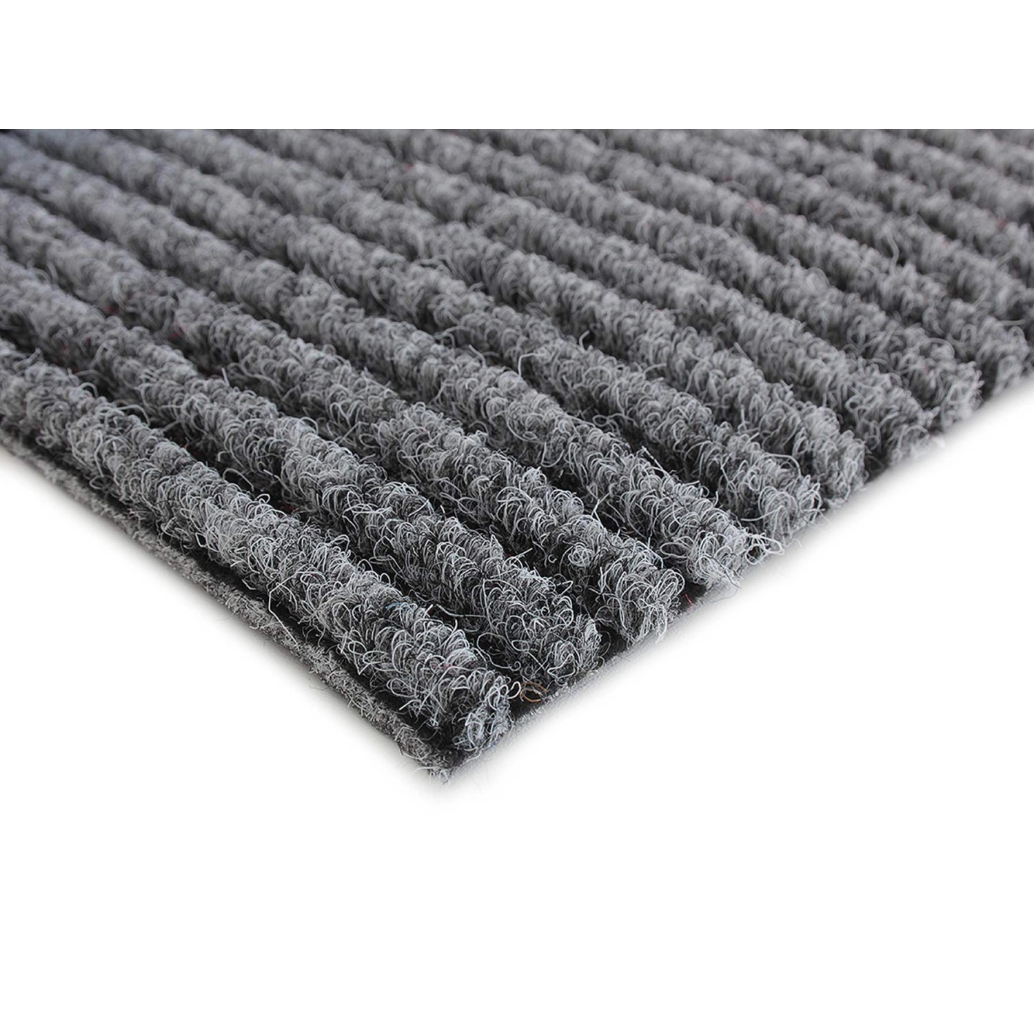 Grauer Primaflor Sauberlauf Magnum Teppichläufer mit gerippter Struktur für Eingangs- und Flurbereich.