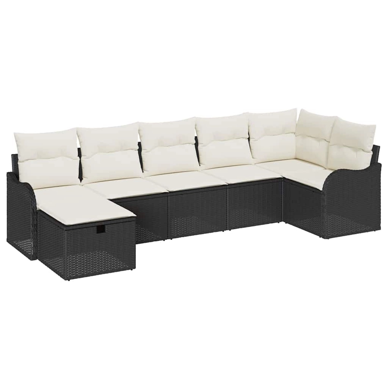 vidaXL Garten-Sofa-Set mit Kissen 7-Tlg Schwarz Poly Rattan 3360328 günstig online kaufen