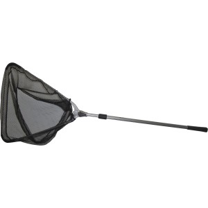 Schwarzer Westline Aluminiumkescher mit Teleskopstiel (210 cm) für schonendes Angeln.