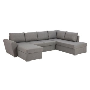 Ebuy24 Schlafsofa Chaiselong links, hellgrau. Ecksofa mit Schlaffunktion und Stauraum.