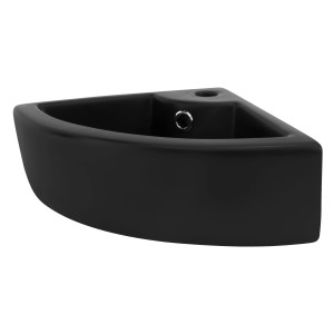 Schwarzes ML-Design Eck-Handwaschbecken aus Keramik zur Wandmontage, 46x33cm.