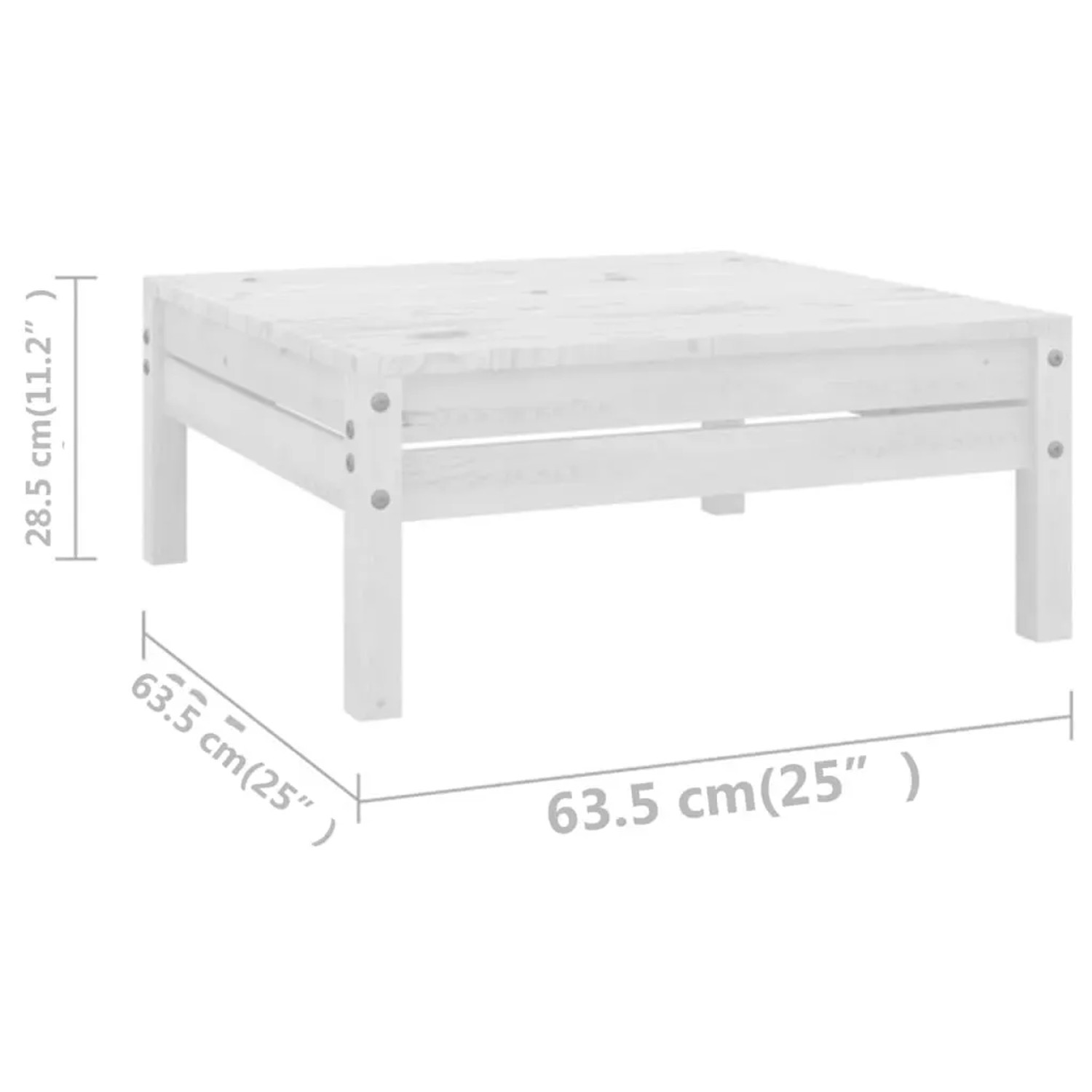 Weißer vidaXL Gartenhocker/Tisch aus Kiefernholz, Teil eines Lounge-Sets.