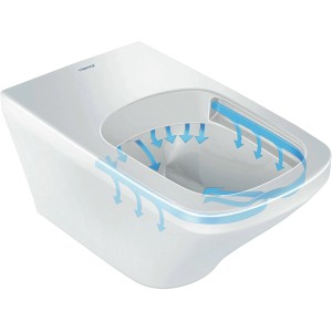 Weißes Duravit DuraStyle Wand-WC-Set mit Tiefspüler und Spülrandlos-Technologie, Ansicht von oben.