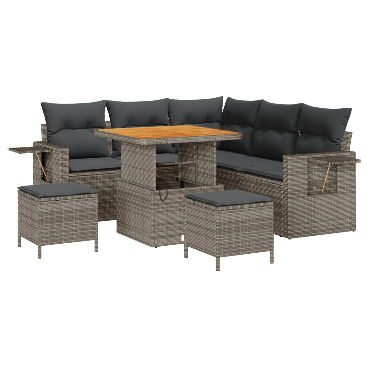 vidaXL Garten-Sofa-Set 8-Tlg Grau Poly Rattan 3361743 günstig online kaufen