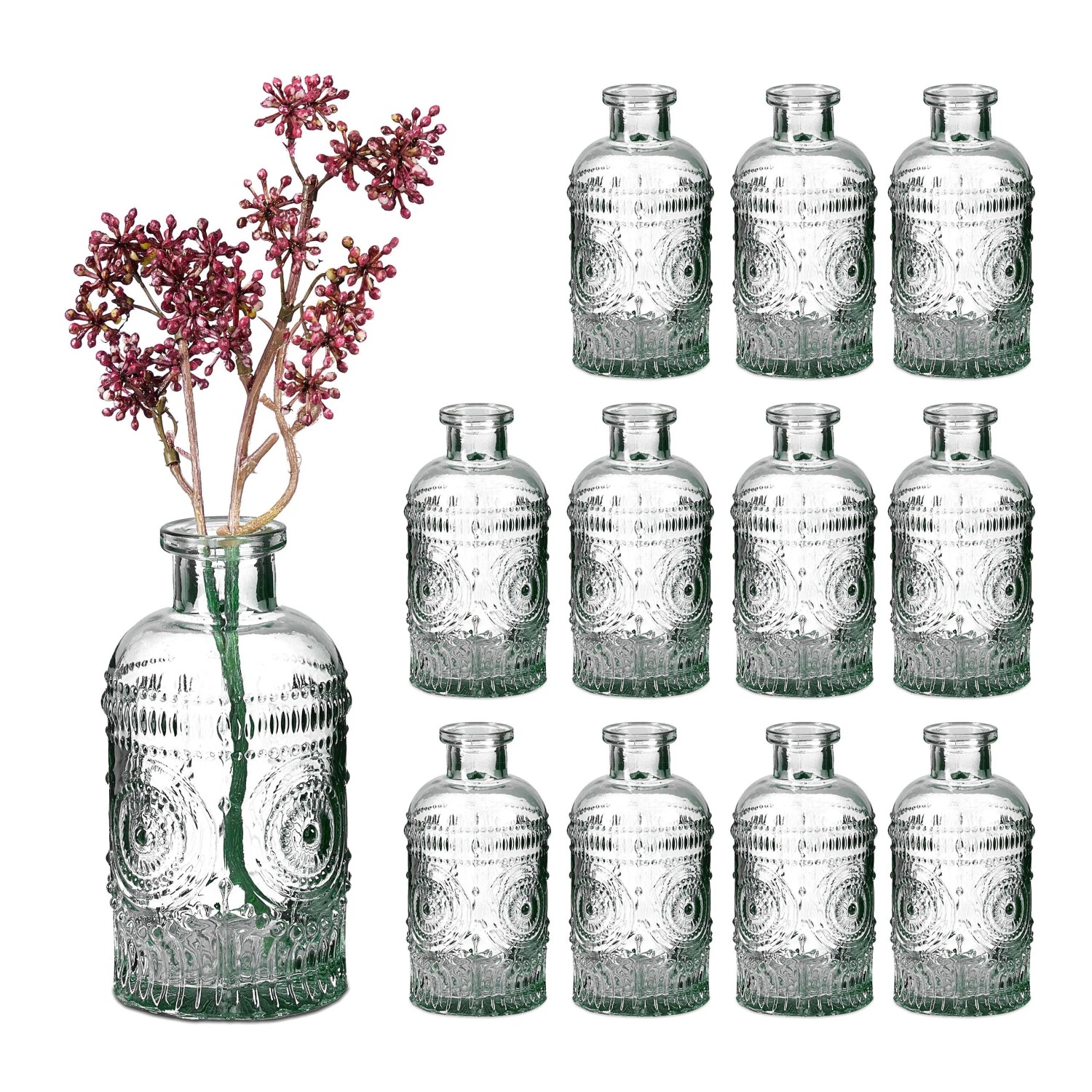 Relaxdays Glasvasen 12er Set Glas Transparent 13 cm x 6 cm 200 g