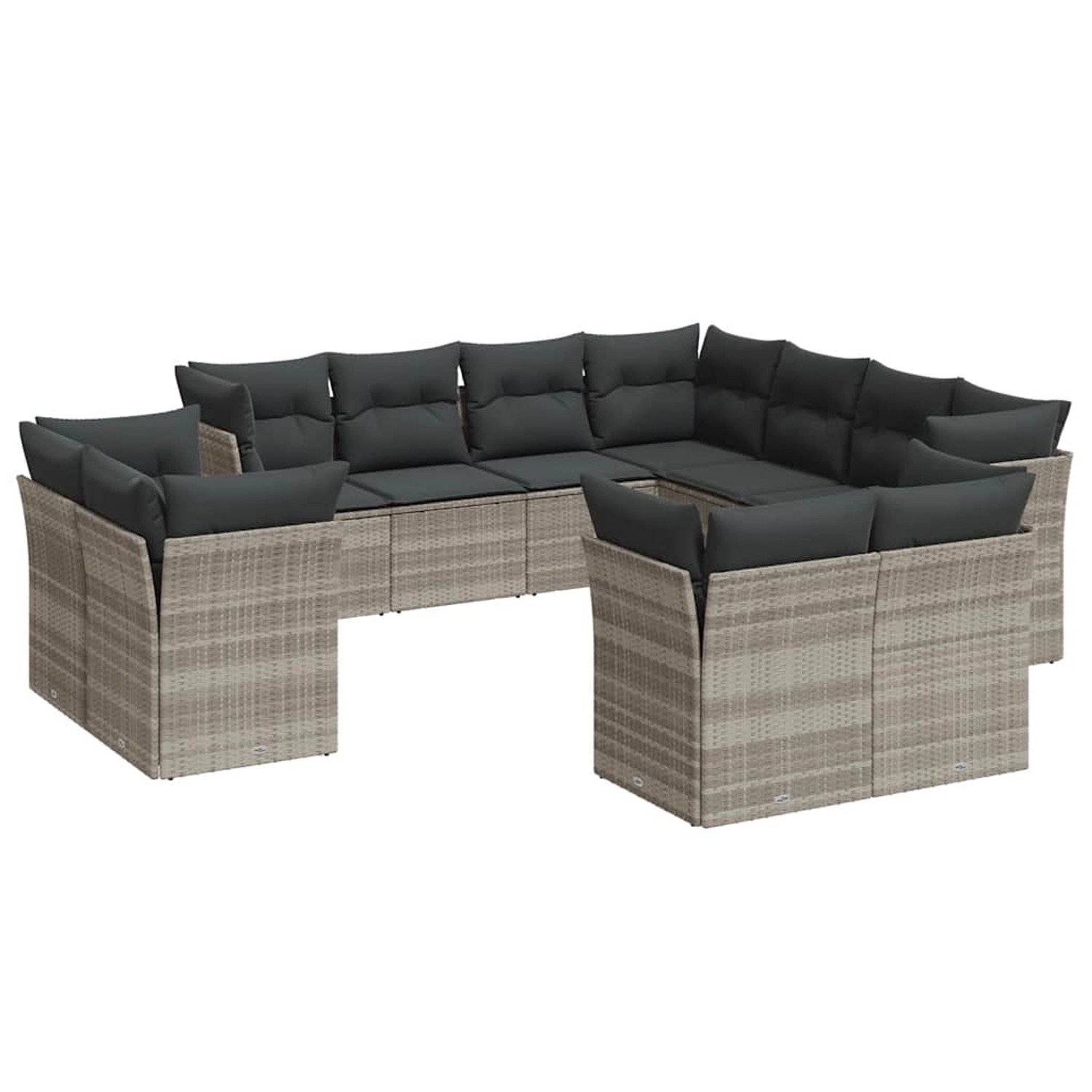 vidaXL 11-Tlg Garten-Sofagarnitur mit Kissen Hellgrau Poly Rattan 3218512 günstig online kaufen