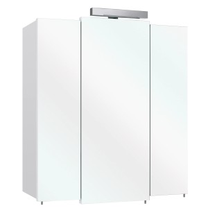 Pelipal Quickset 312 Spiegelschrank, 128 cm, Weiß, mit 3 Spiegeltüren und LED-Leuchte.