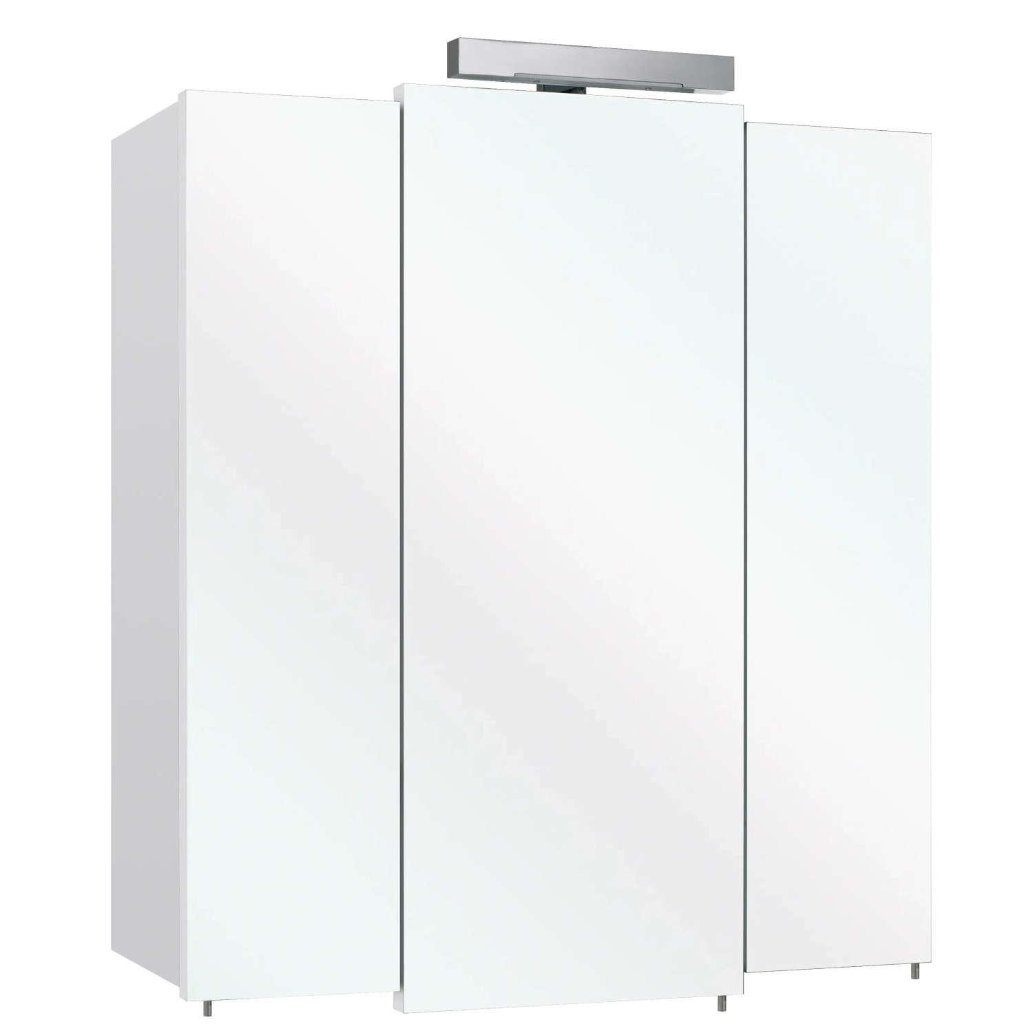 Pelipal Quickset 312 Spiegelschrank, 128 cm, Weiß, mit 3 Spiegeltüren und LED-Leuchte.