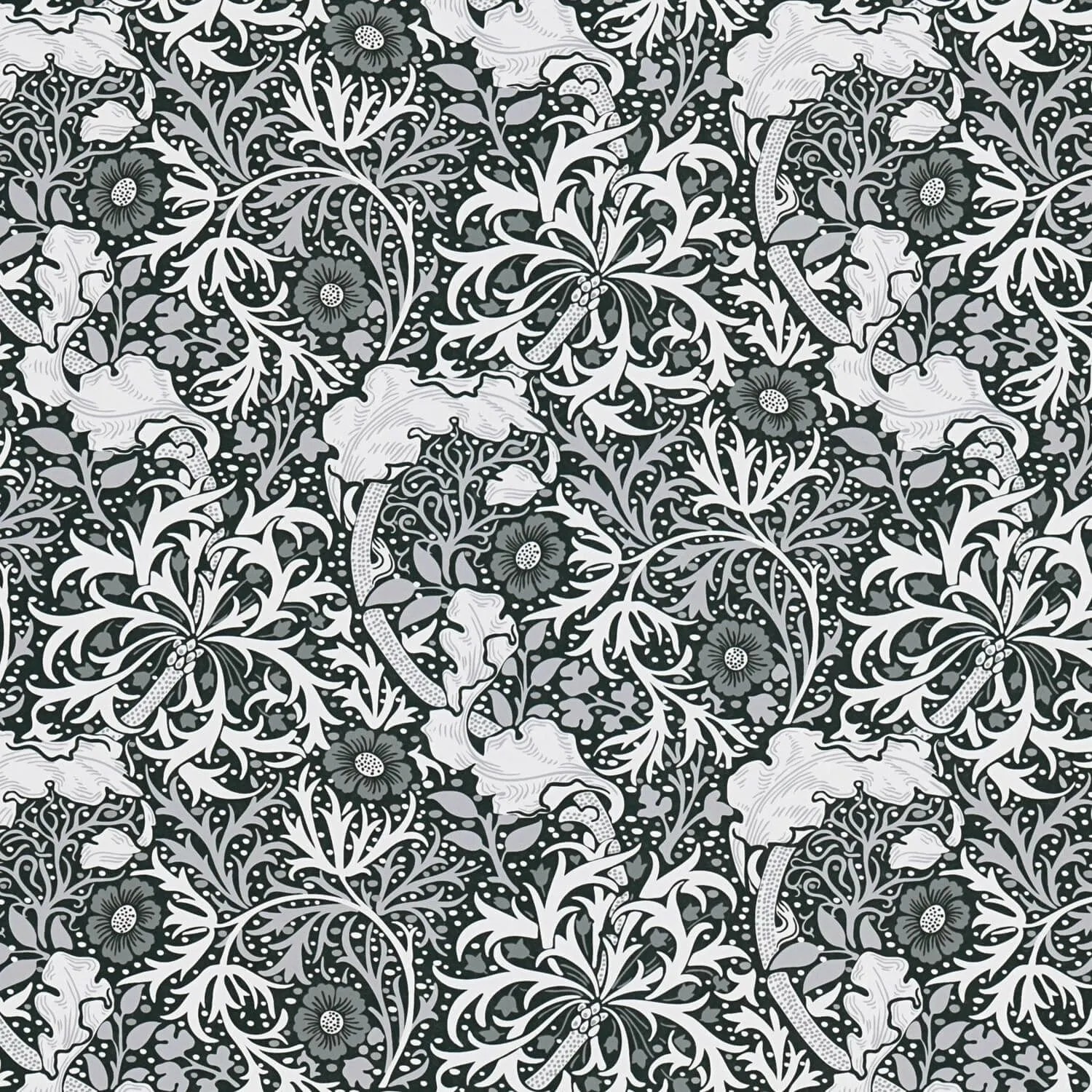PROFHOME 390595-GU Blumen Tapete Floral Matt Schwarz Weiß Hell-Grau 0,53 m x 10,05 m 5,33 m2