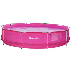 Tectake Swimming Pool Summertime Rund Solider Stahlrahmen  360 x 360 x 76 cm Pink