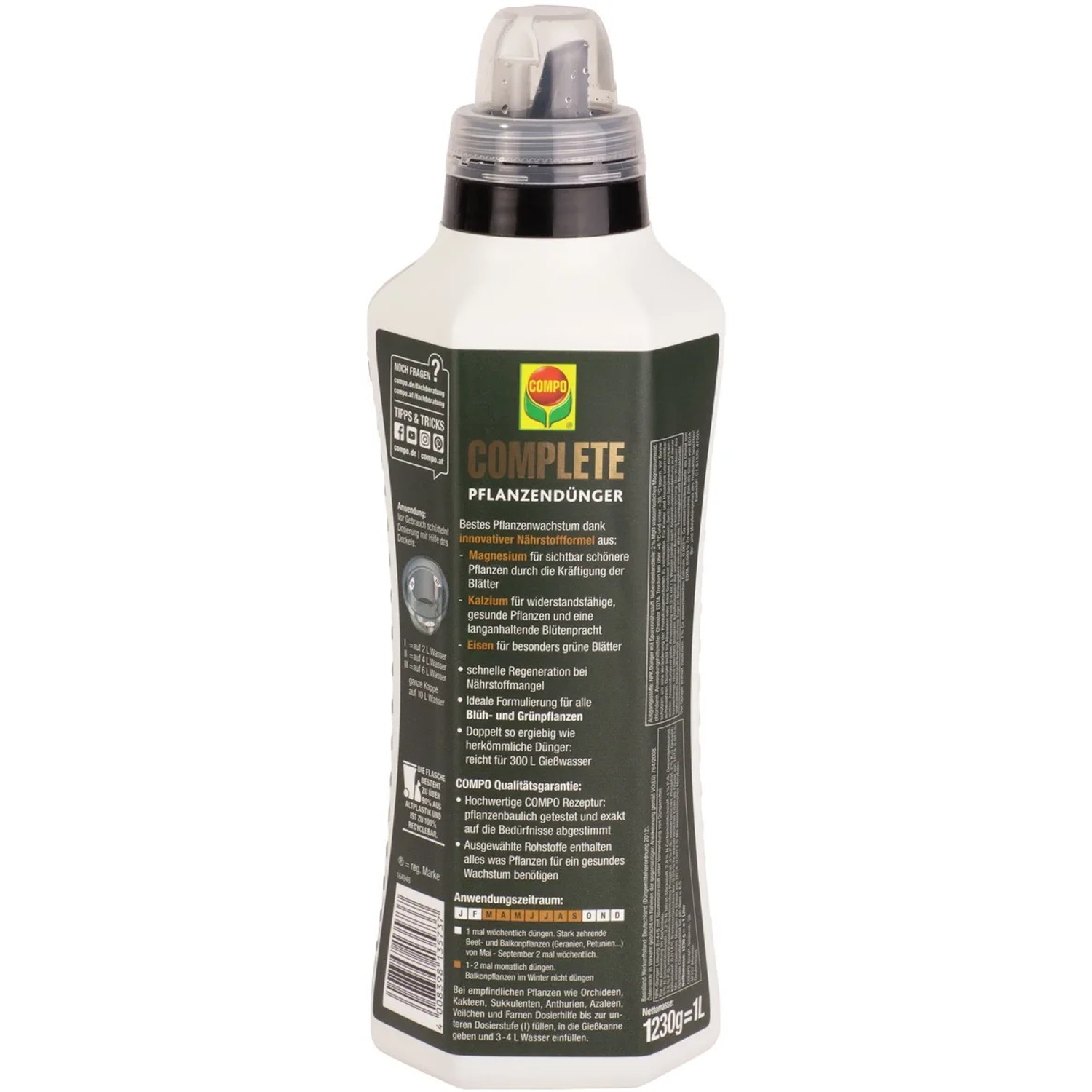 Compo Complete Pflanzendünger 1 l Flasche für gesundes Pflanzenwachstum.