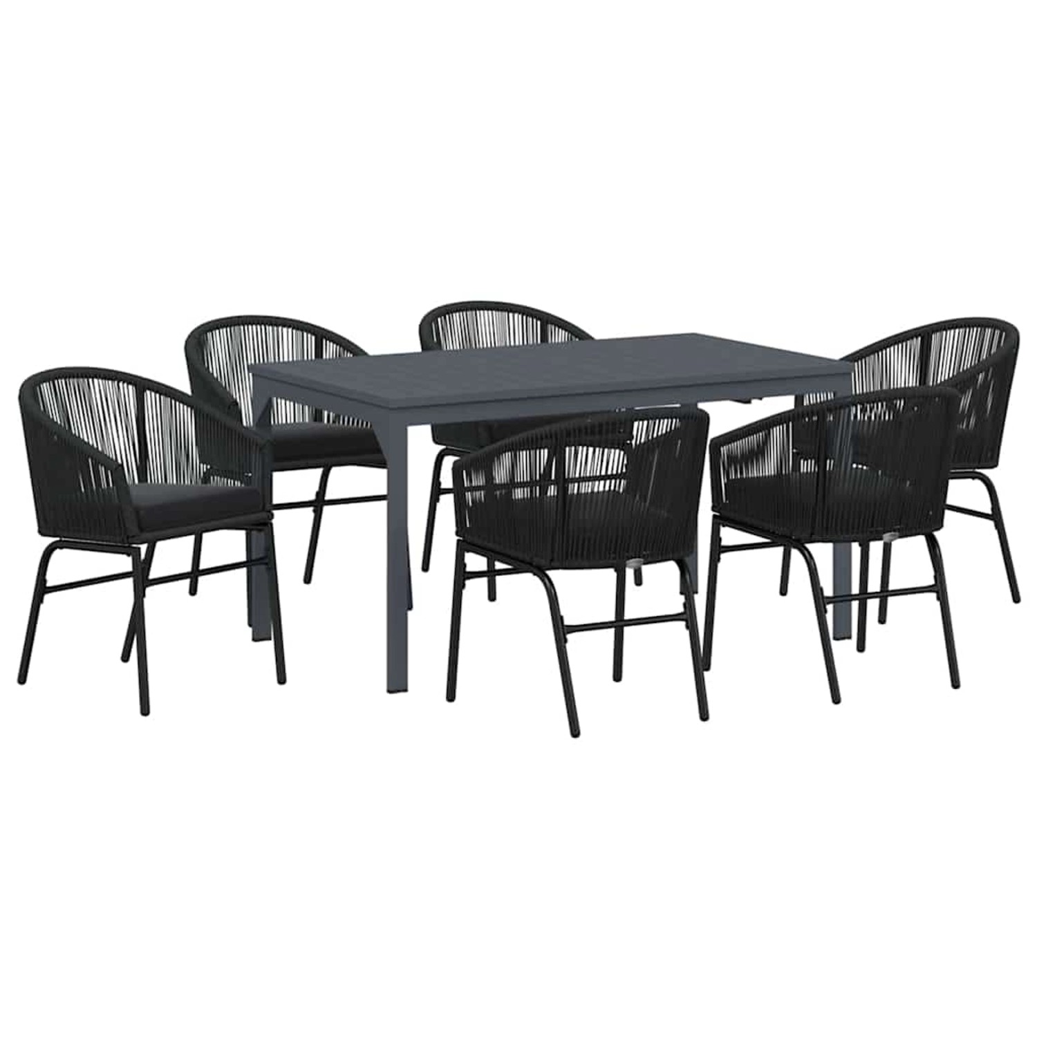 vidaXL Garten Essgruppe 7-Tlg Schwarz Poly Rattan 3378824 günstig online kaufen