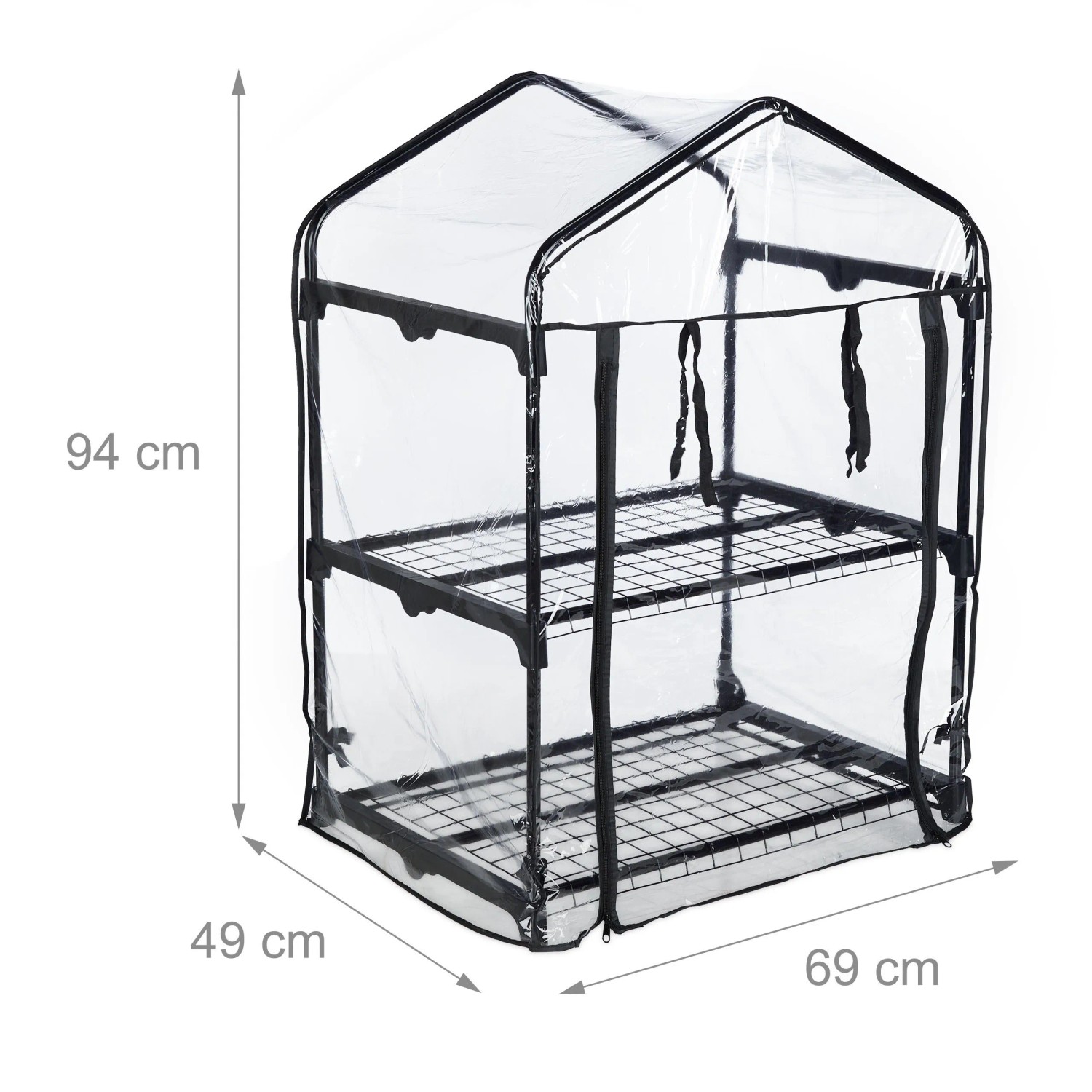 Relaxdays Balkongewächshaus Stahl Kunststoff Schwarz Transparent 2 Ebenen 94 cm x 69 cm x 49 cm 2,2 kg_4