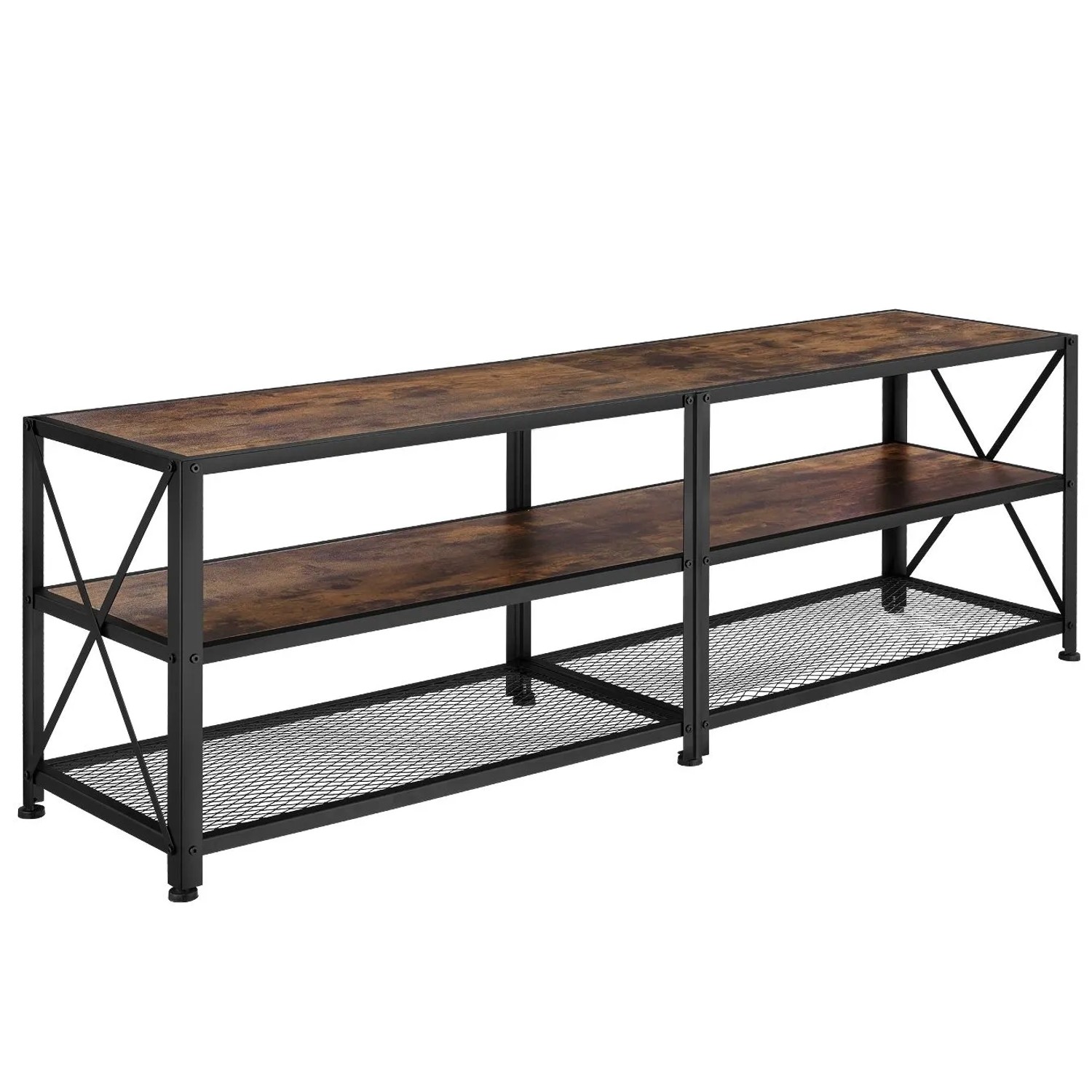 Tectake Tv Regal Indianapolis Industrial Style Holz und Stahl  161 x 41 50 x 50 50 cm Industrial Holz Dunkel  Rustikal