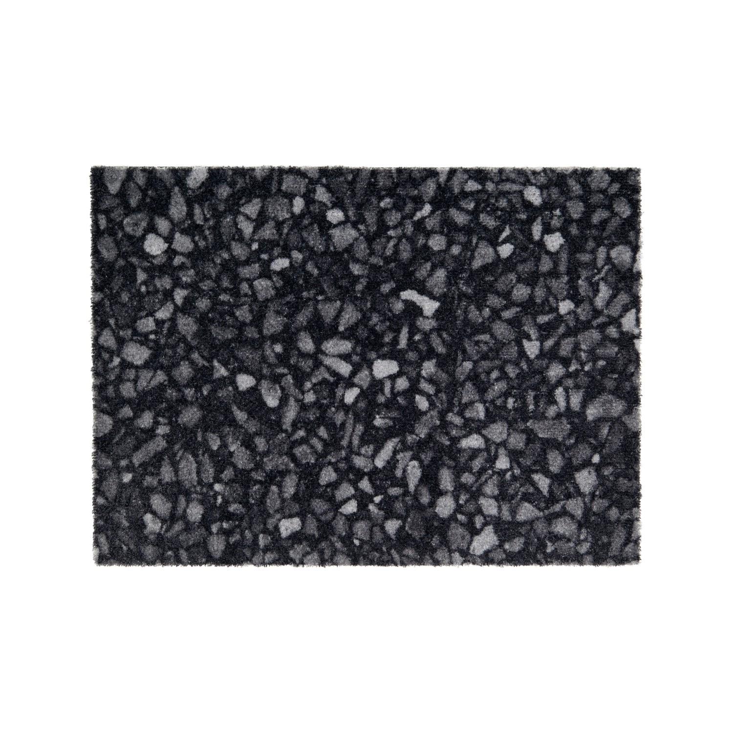 Schwarze Schöner Wohnen Fußmatte Orlando Terrazzo, 50x70 cm, für Innen- und Außenbereiche.