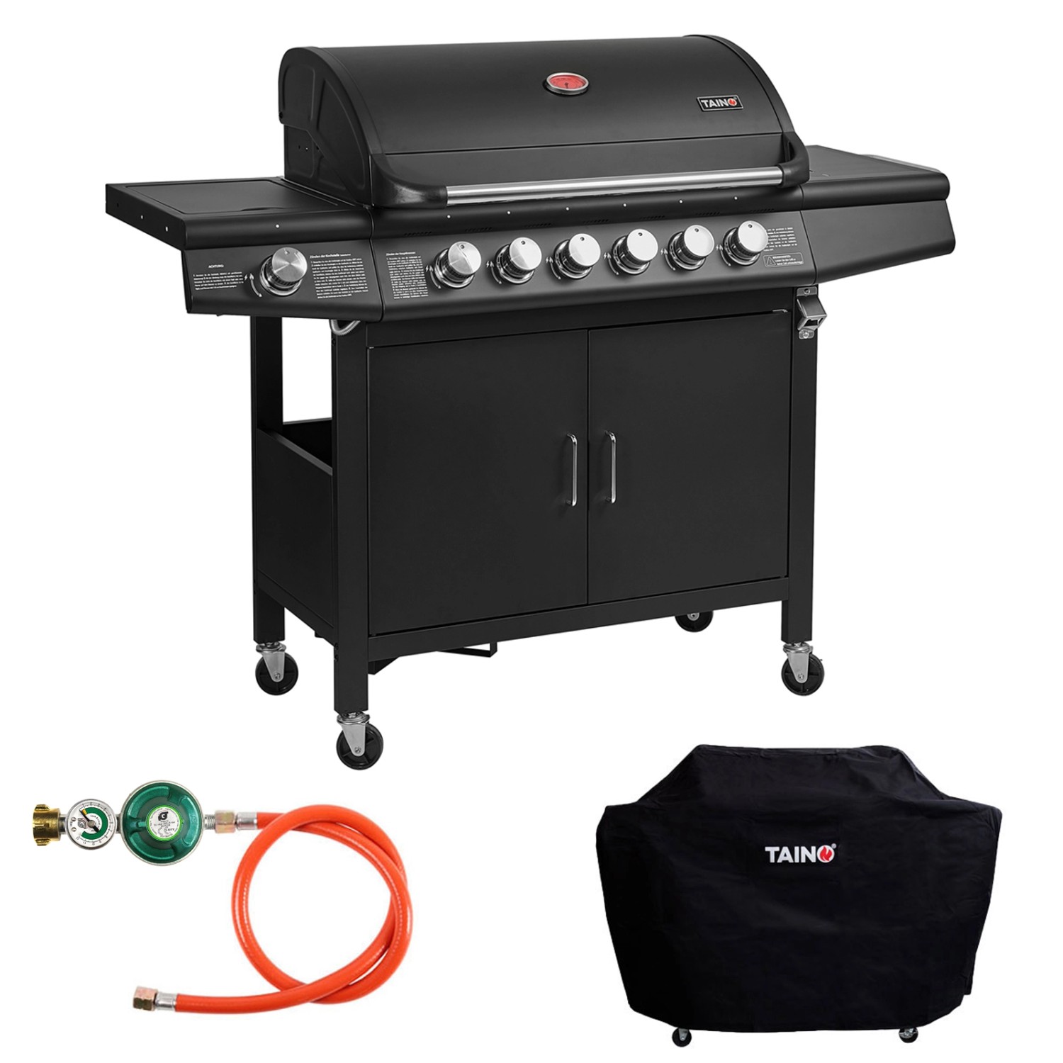 Taino Red 6+1 Gasgrill Set mit Haube und Regler Grillwagen BBQ Edelstahl-Br günstig online kaufen