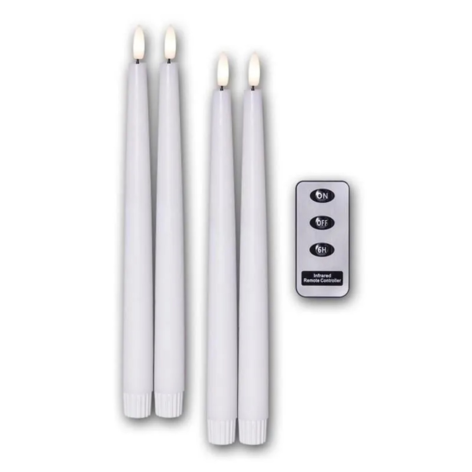 Star Trading LED Stabkerzen FLAMME L Weiß 4er Set mit FB