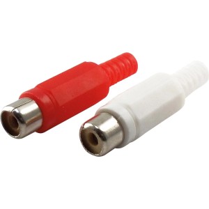 Schwaiger Cinch-Buchsen, 1 Paar, rot und weiß, für Audio-Anschlüsse.