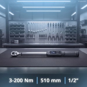 STAHLWERK Digitaler Drehmomentschlüssel 3-200 Nm 1/2 Zoll Eichzertifikat LED