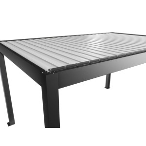 Biohort Pergola 3x3 m, dunkelgrau-weiß, Terrassenüberdachung mit Lamellendach.