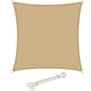 WOLTU Sonnensegel Sonnenschutz Atmungsaktiv HDPE Sand 2x2 m