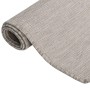Hellgrauer vidaXL Outdoor-Teppich aus Flachgewebe, 100x200 cm, teilweise aufgerollt, mit feiner Webstruktur.