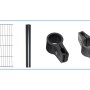 Einstabmattenzaun-Set Classic, anthrazit: Zaunelement, Pfosten und Verbinder.
