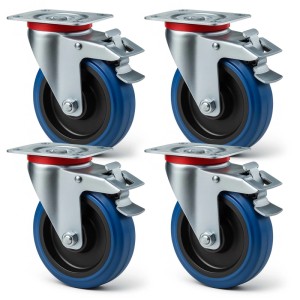 Wiltec Lenkrollen Set 4X Transportrolle M. Bremse 10Mm 150Kg Totalfeststellbar