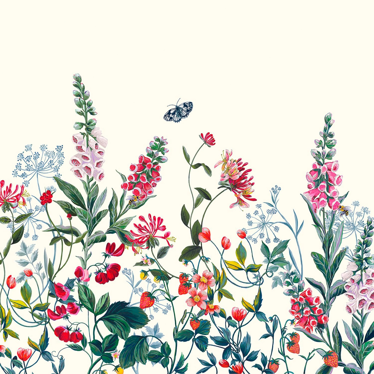 Joules Fototapete »Permaculture Garden Crème Mural 300x280cm«, floral, flor günstig online kaufen