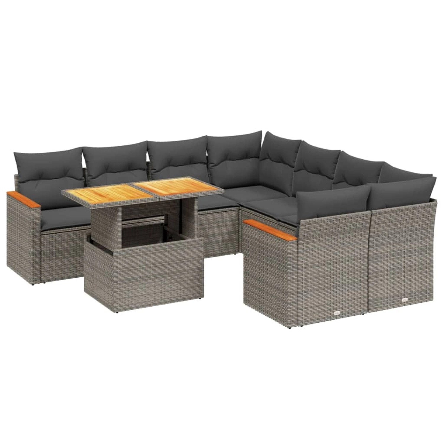vidaXL 9-Tlg Garten-Sofagarnitur mit Kissen Grau Poly Rattan 3273006 günstig online kaufen