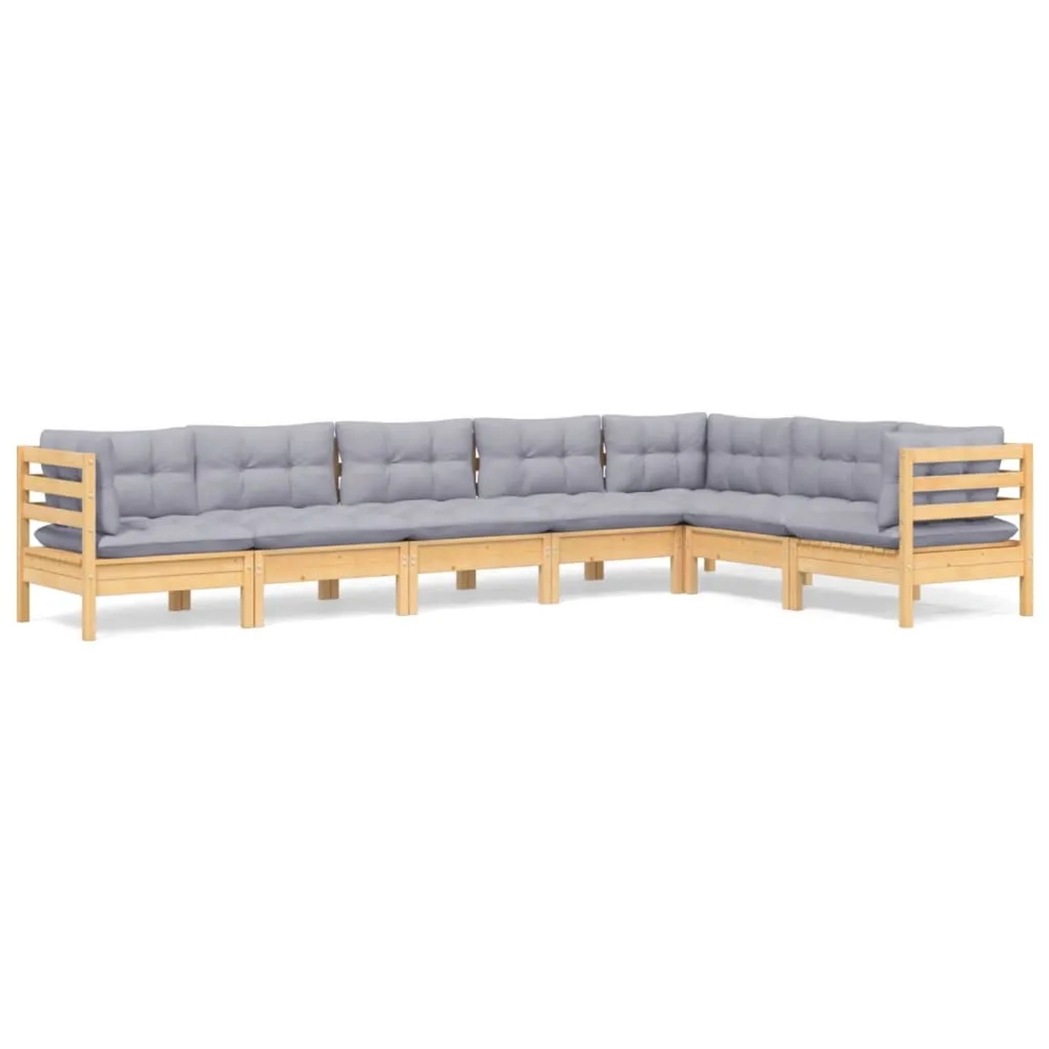 vidaXL 7-Tlg Garten-Lounge-Set mit Grauen Kissen Kiefer Massivholz 3096694 günstig online kaufen