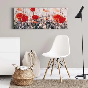 Leinwandbild mit rotem Mohnblumen-Motiv für Wohnzimmer & Schlafzimmer. Wanddekoration mit Blumen.