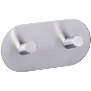 Wenko Wandhaken Duo, selbstklebend, aus mattem Edelstahl. Handtuchhalter mit 2 Haken.