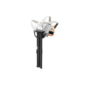 Stihl Akku-Saughäcksler SHA 140 in Orange-Grau. Leistungsstarker Laubsauger für die Gartenreinigung.