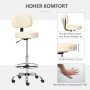 Beiger HOMCOM Barhocker aus Kunstleder und Stahl, höhenverstellbar und mit Rollen.