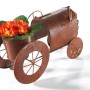 Kobolo Traktor Pflanztopf in Rostoptik mit Blumen, dekorativer Pflanzenständer für Garten und Balkon.