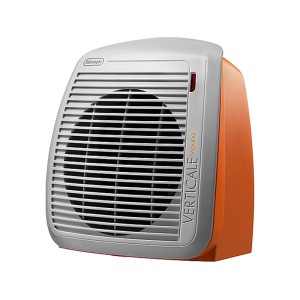 DeLonghi Schnellheizer HVY 1020 in Weiß/Orange, ein elektrisches Heizgerät mit Raumthermostat.
