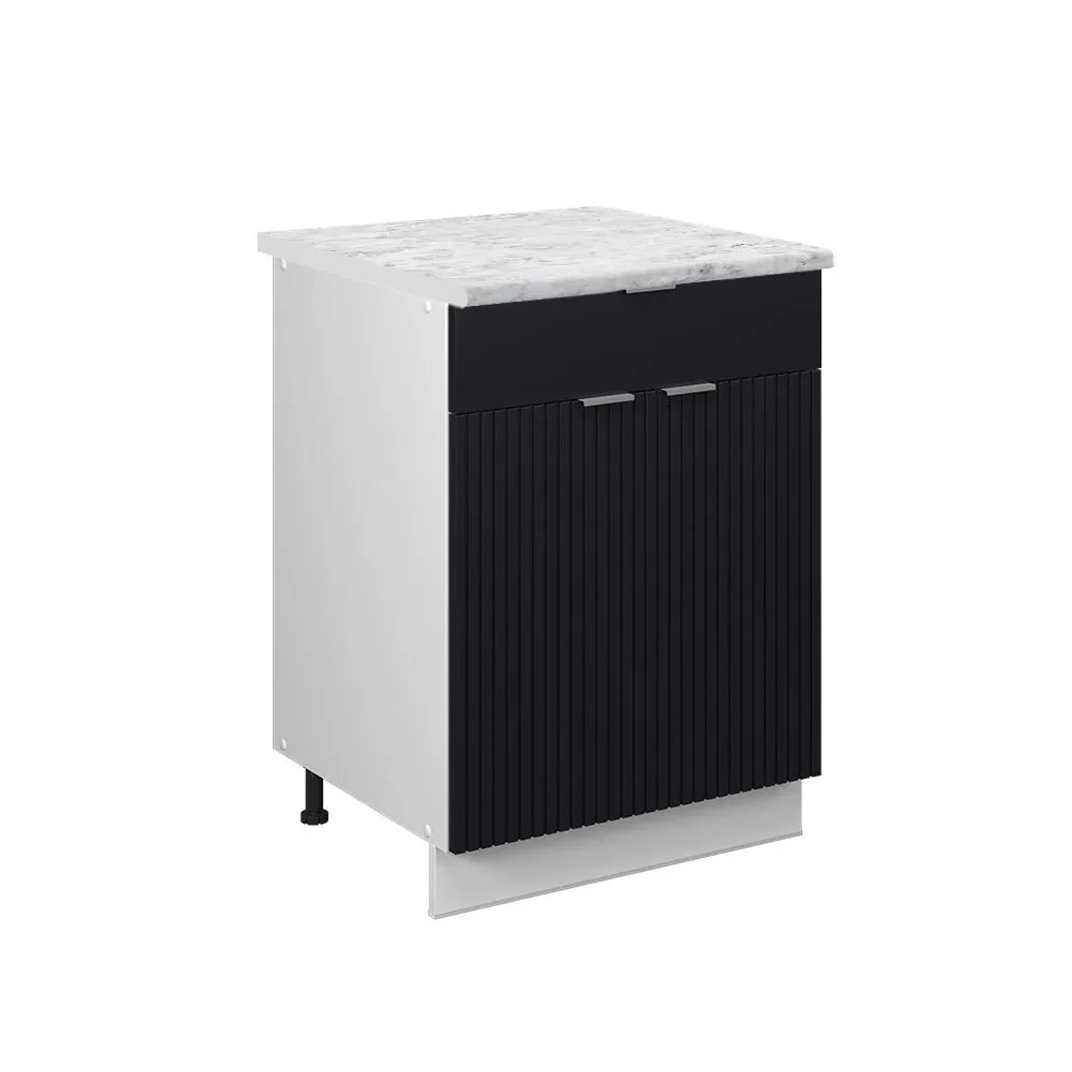 Vicco SchuBunterschrank Fame-Line Schwarz Gestreift 60 cm mit Schublade AP Marmor