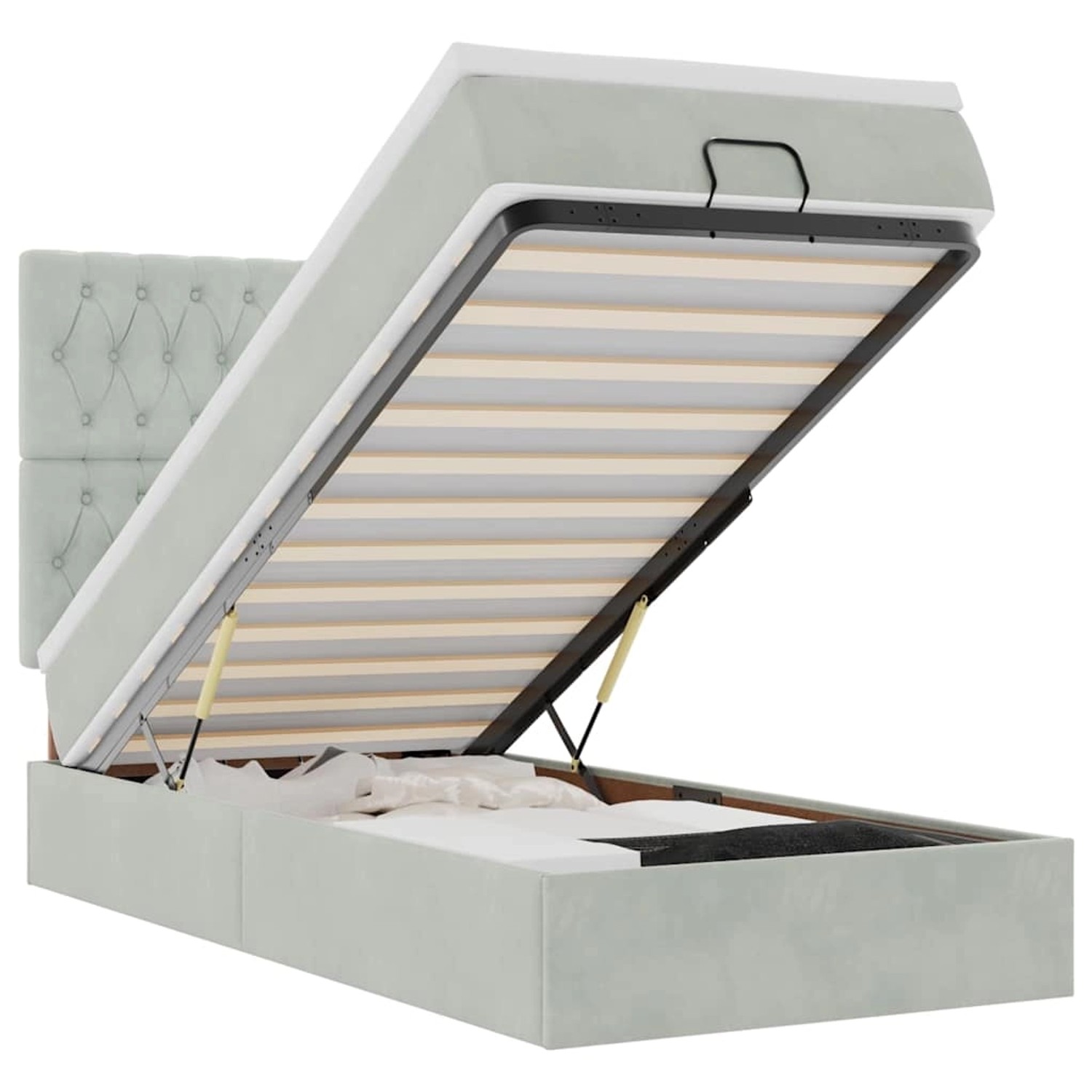 vidaXL Ottoman-Bett mit Matratzen Hellgrau 90x200 cm Samt 3313517