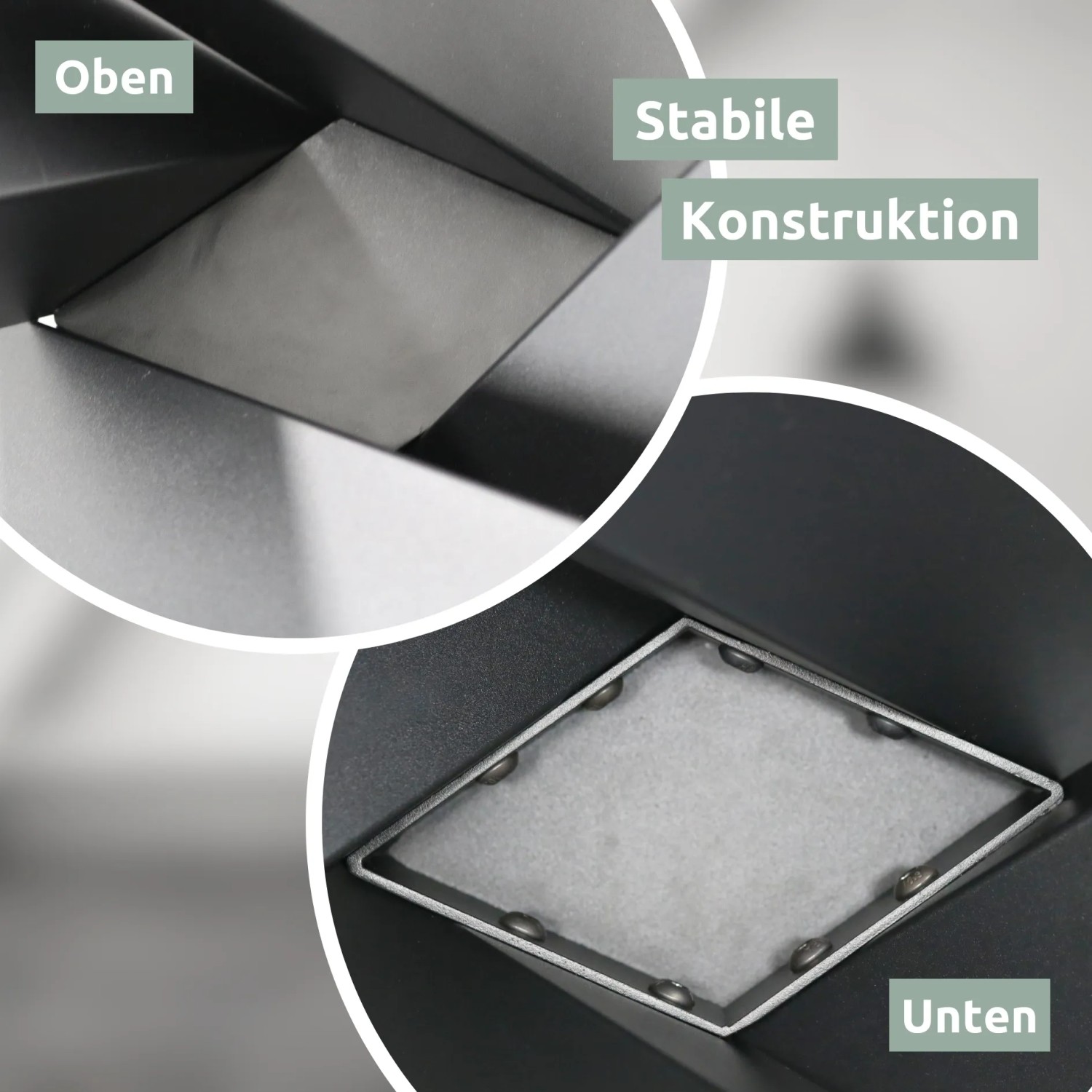 Detailansicht: Schwarzes holz4home Tiempo Spider Tischgestell aus Metall, Mittelfuß für Esstisch.