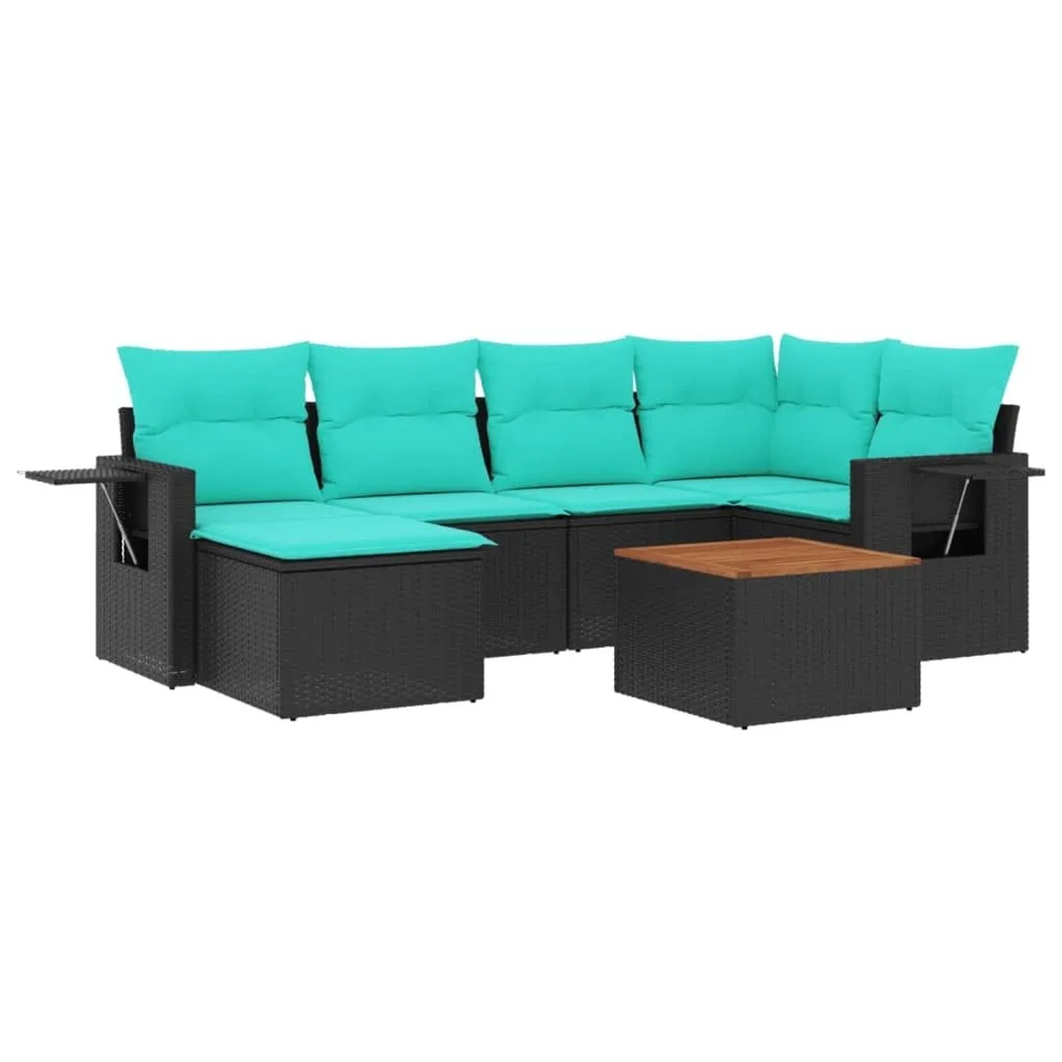 vidaXL 7-Tlg Gartensofa-Set mit Kissen Schwarzes Polyrattan 3224664 günstig online kaufen