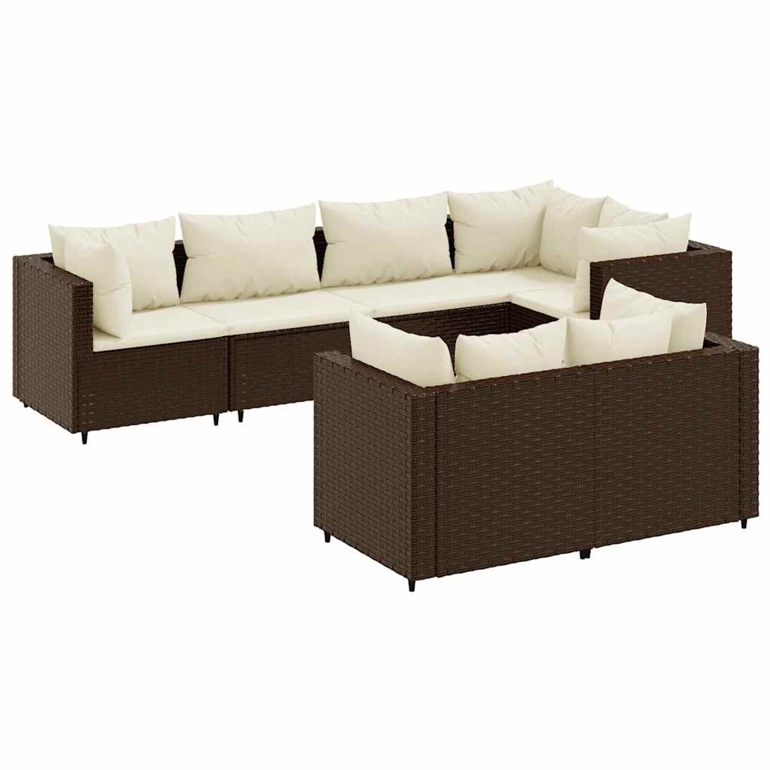 vidaXL 7-tlg Garten-Lounge-Set mit Kissen Braun Poly Rattan Modell 15 günstig online kaufen