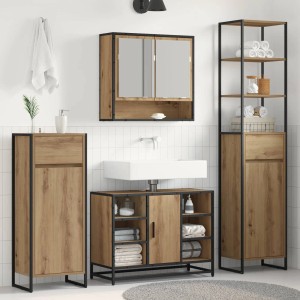 vidaXL Badezimmerschrank mit Tür Kunsthandwerk Eiche 40 x 30 x 180 cm 886497