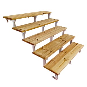 Vinuovo Außentreppe Oslo mit 5 Holzstufen und Stahlwangen, Seitenansicht.