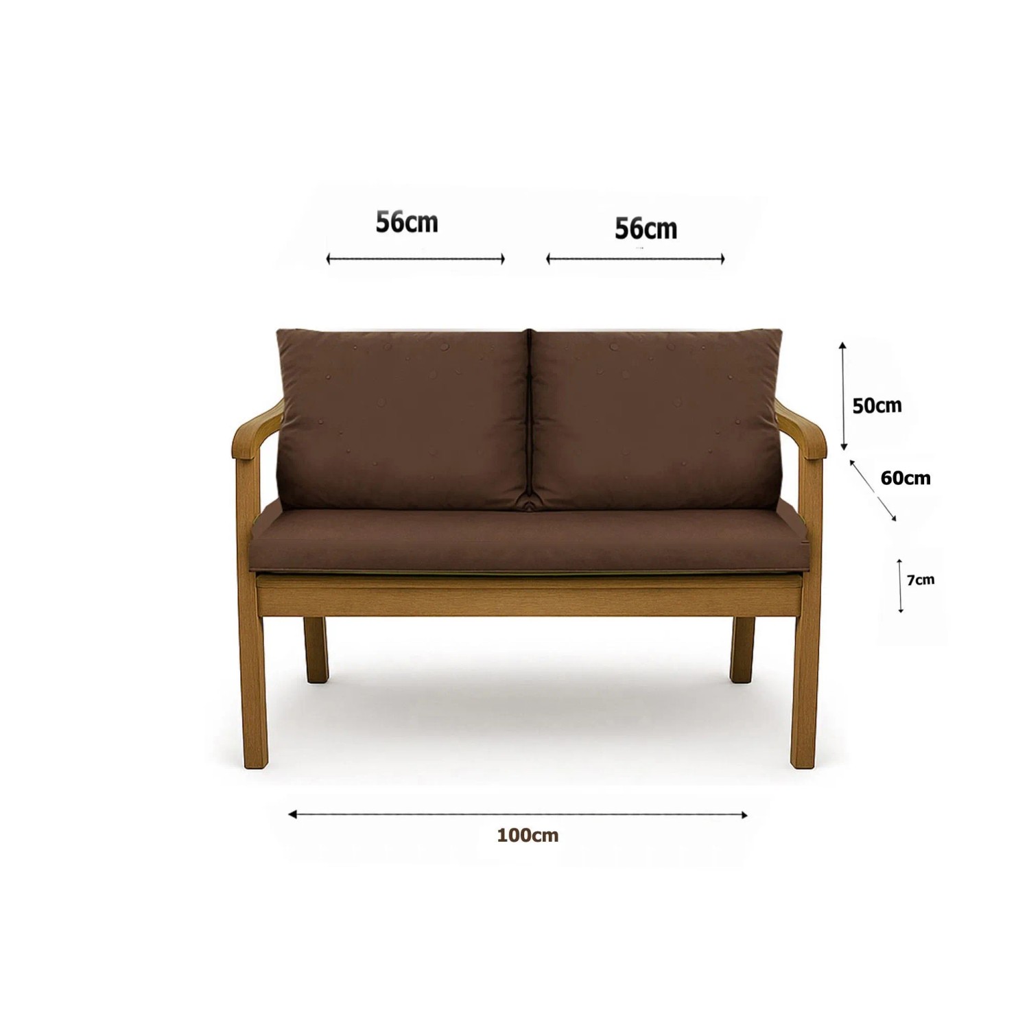 Setgarden Mix Bench Kissen Outdoor Kissen Bankauflage 100x60+2x50x56cm Kissen Für 2-Sitzer Bänke 1tlg 1tlg Braun_5