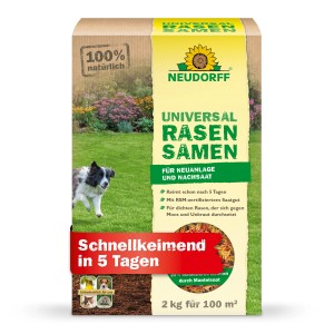 Neudorff Universal-Rasensamen 2 kg: Saatgut-Mischung für dichten, strapazierfähigen Rasen.