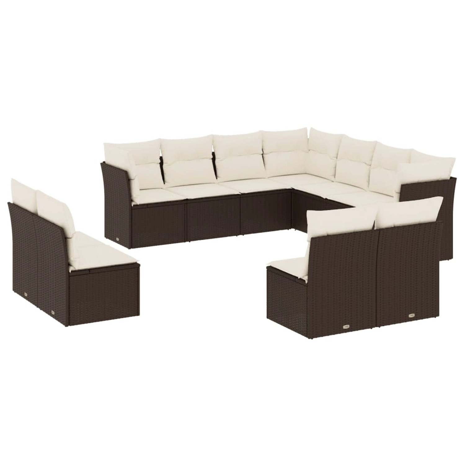 vidaXL 11-Tlg Garten-Sofagarnitur mit Kissen Braun Poly Rattan 3217823 günstig online kaufen