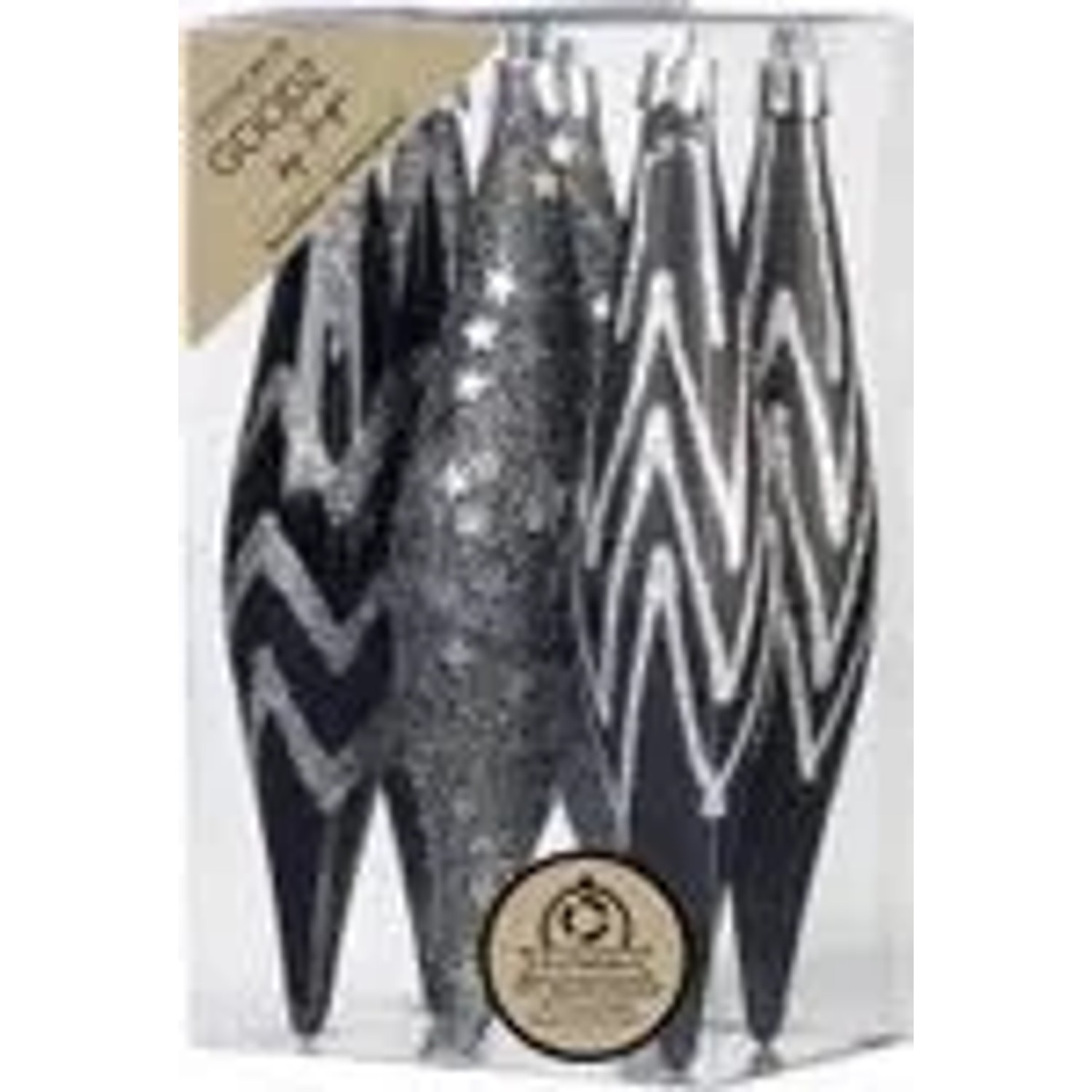 Inge`s Christmas Decor GmbH Christbaumschmuck Eiszapfen Kunststoff 15 cm 6 Stück Schwarz Anthrazit