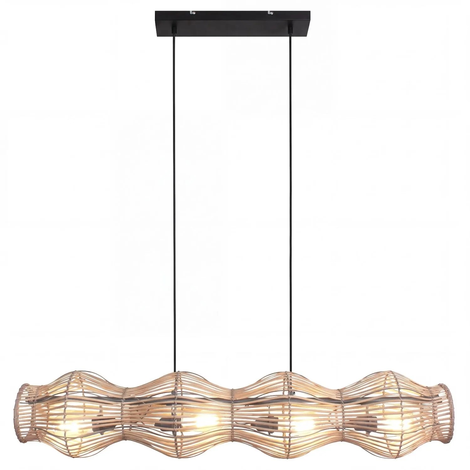 Licht-Erlebnisse Hängeleuchte Korbschirm 107 CM Breit Bambus 4X E27 Boho