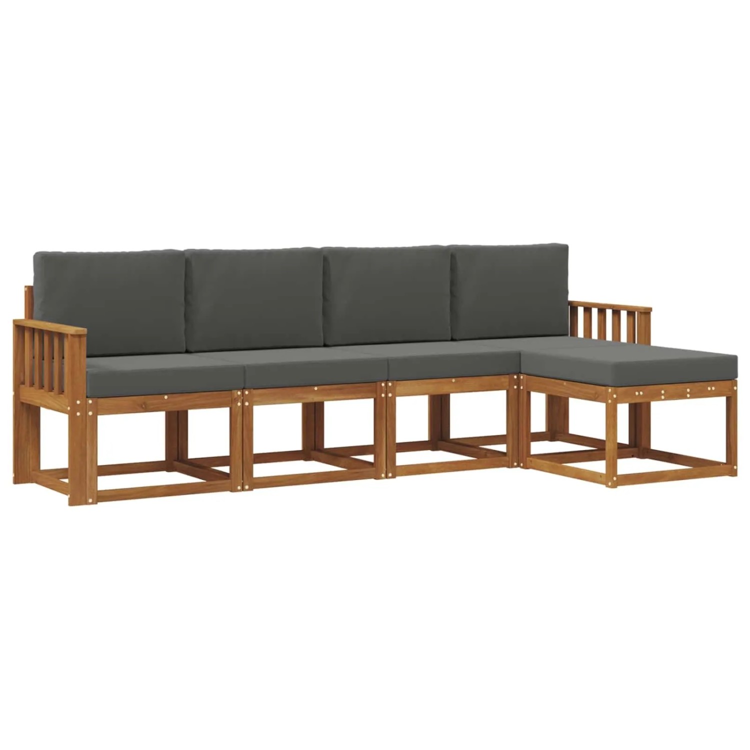 vidaXL Outdoor-Sofagarnitur mit Kissen 5 Stk Natur und Anthrazit 3366250